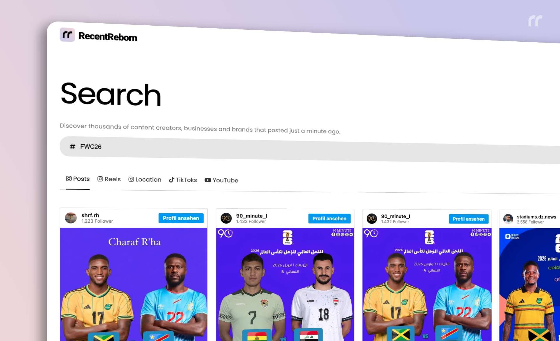 How to see the latest #FWC26 uploads on Instagram and YouTube