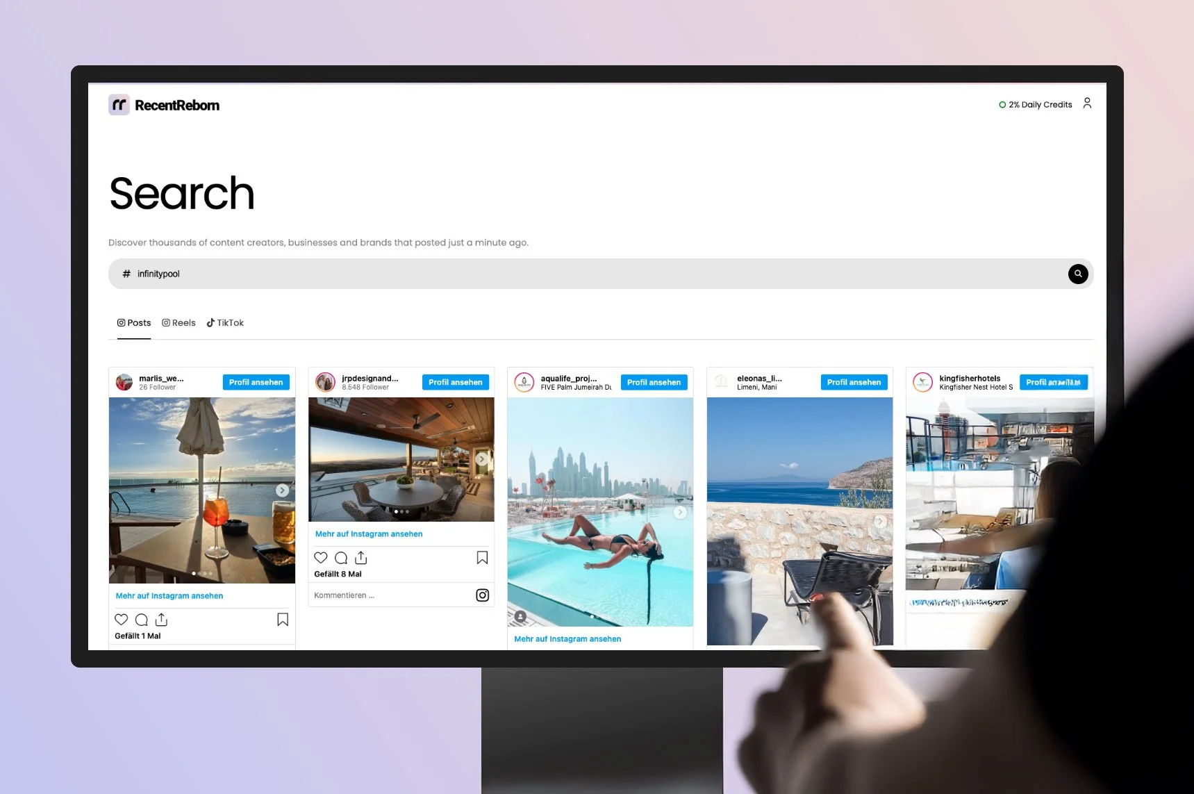 RecentReborn Dashboard Search